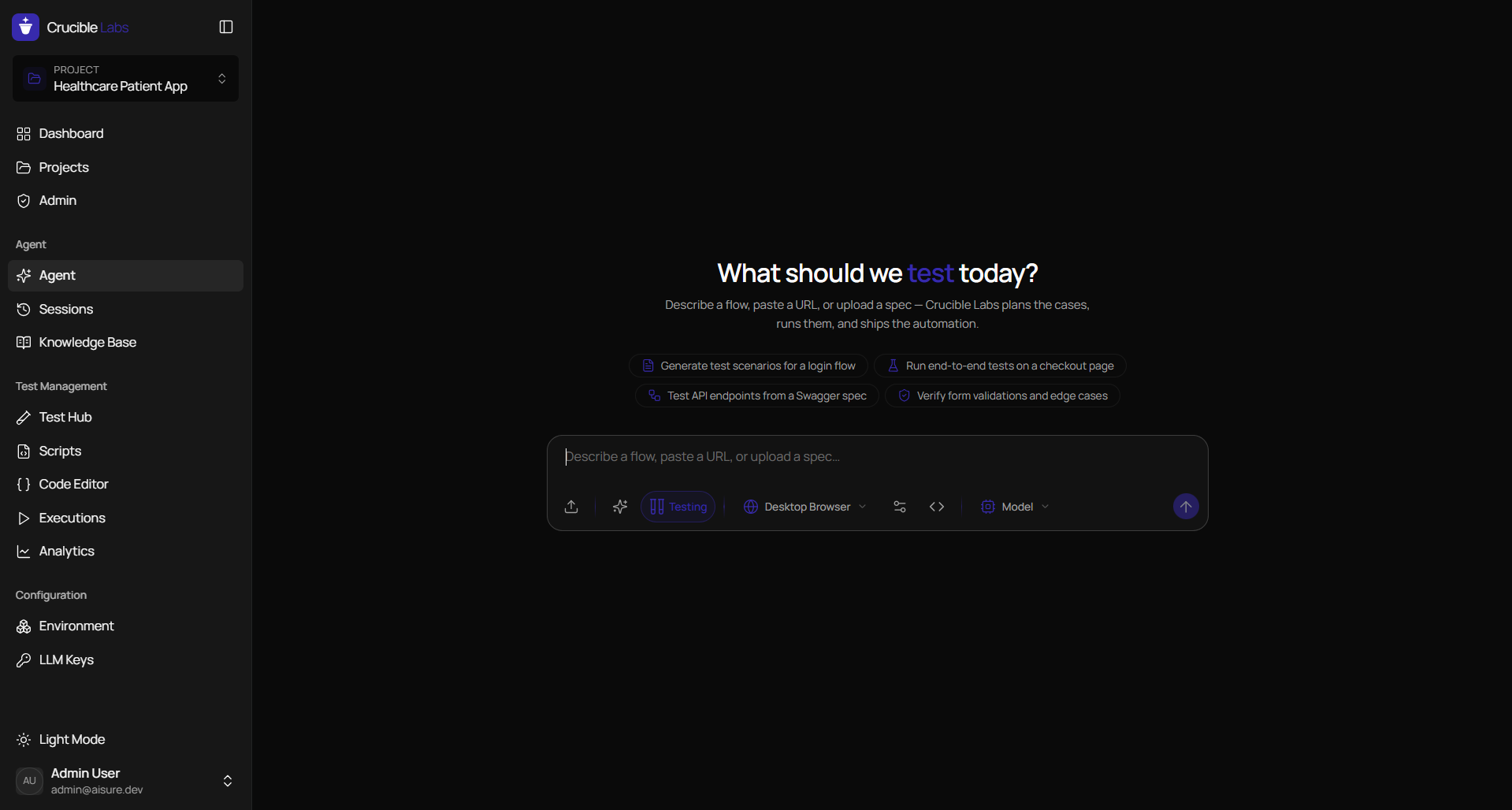 Run Your First AI Test in minutes