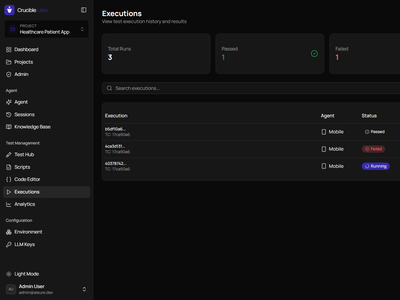 Test cases in a few clicks and minutes